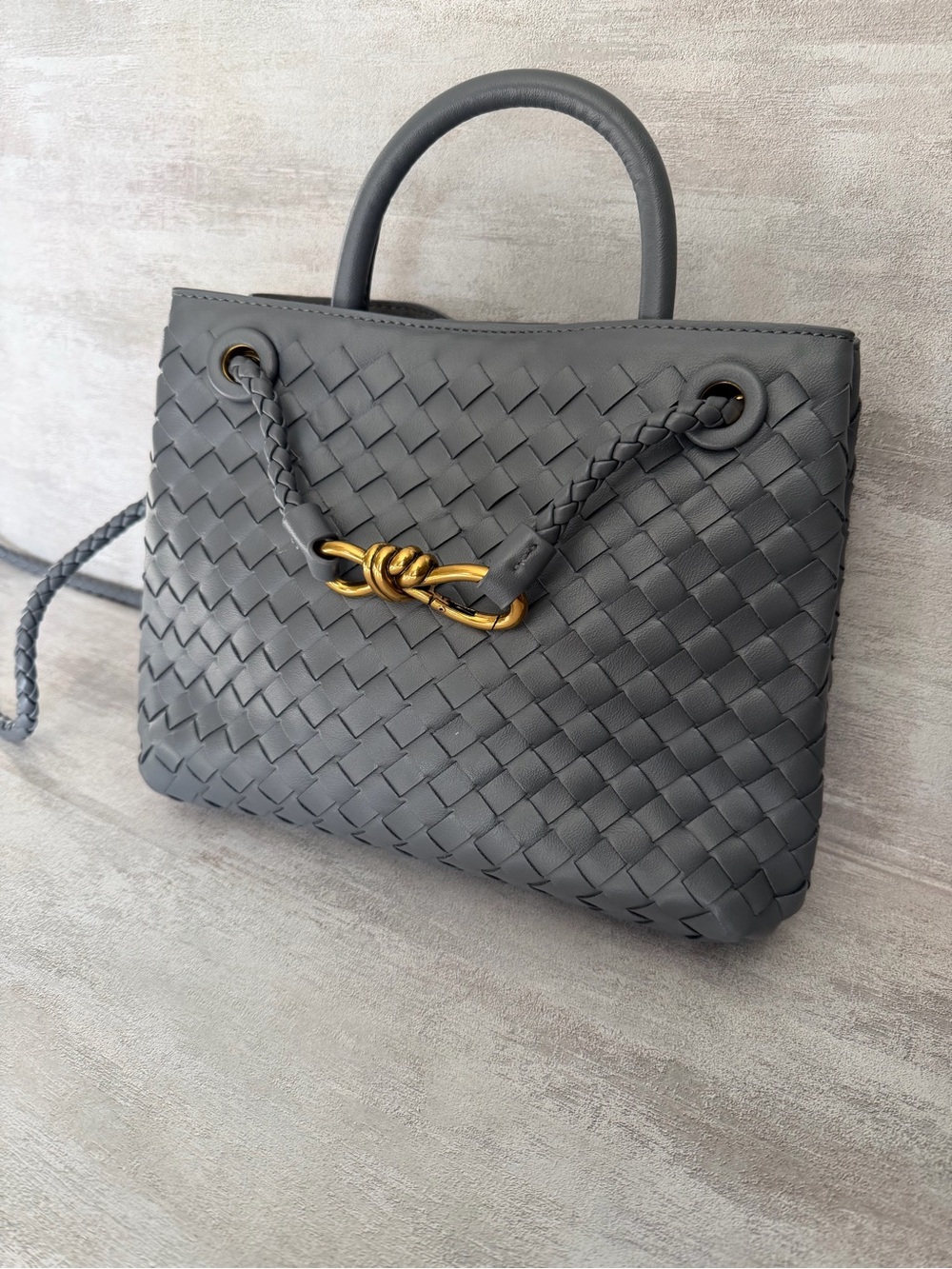 Faux Leather Woven Top Handle Crossbody Purse